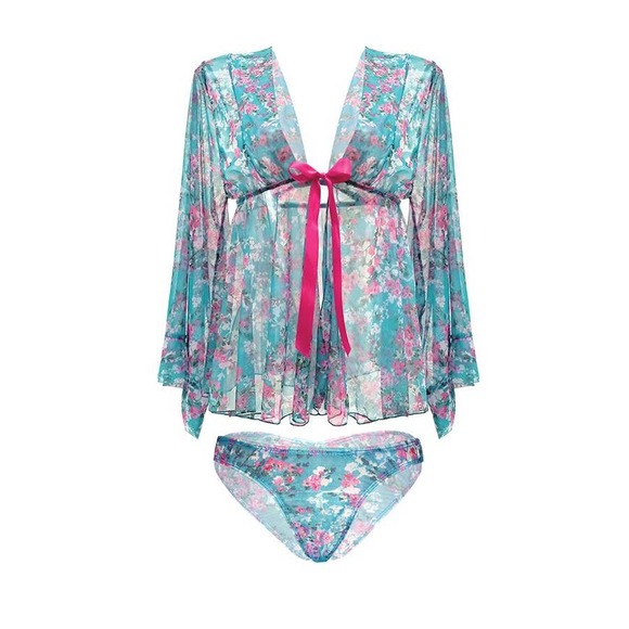 Fantasy MAI TAI ROBE & PANTY SET $60 NWT - Picture 3 of 4